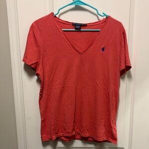 Polo by Ralph Lauren Coral V-Neck Short Sleeve Tee